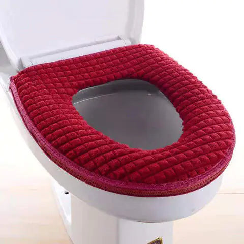 Universal Thick Toilet Seat Cover with Plaid Pattern