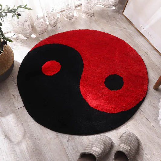 Custom Round Tai Chi Bagua Carpet for Bedroom and Bathroom
