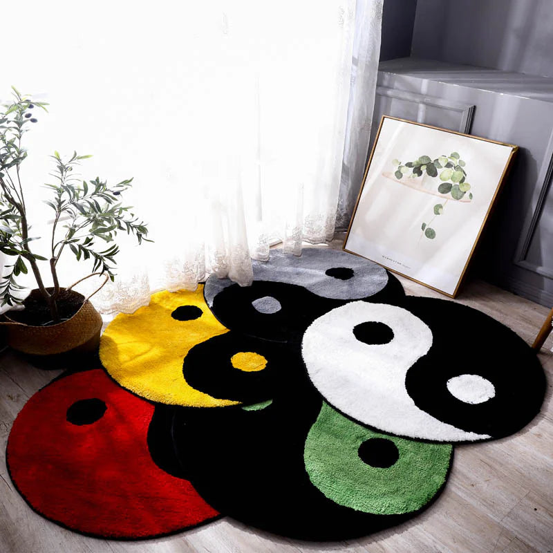 Custom Round Tai Chi Bagua Carpet for Bedroom and Bathroom