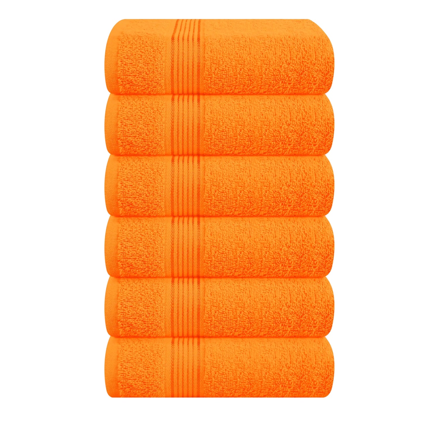 Belizzi Home Ultra Soft Cotton 6 -Piece Hand Towel Set 16x24 Ideal for use in Bathroom Kitchen Gym Spa - Compact Eco-Friendly Lightweight - Multi Purpose Hand Towels - Orange