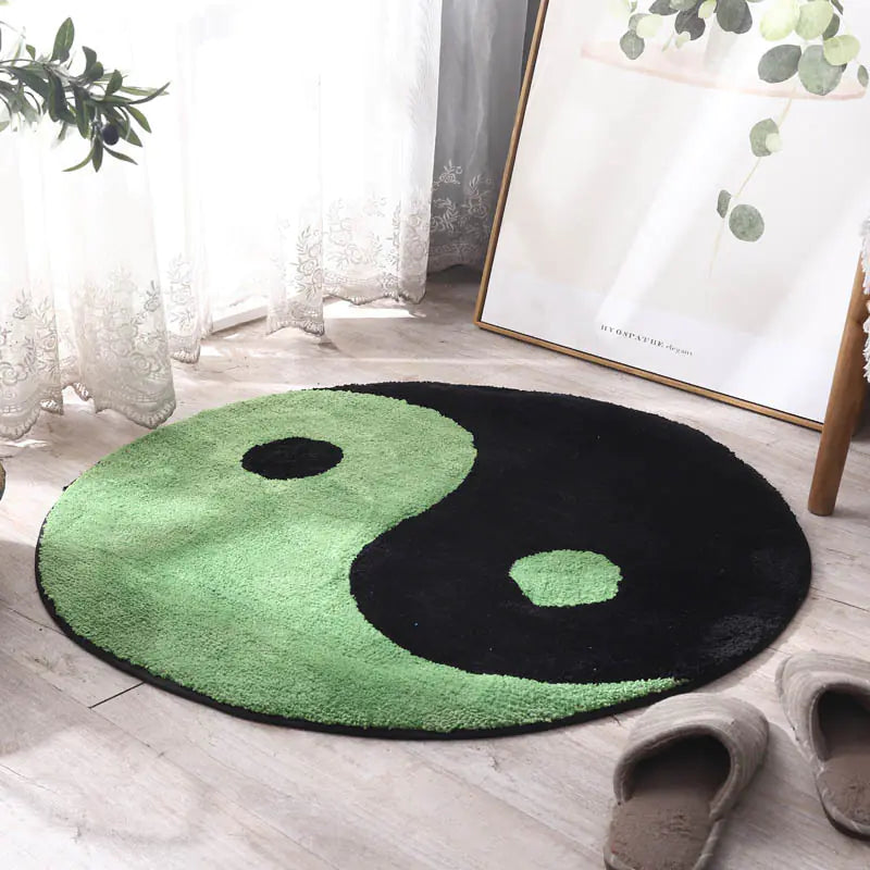 Custom Round Tai Chi Bagua Carpet for Bedroom and Bathroom