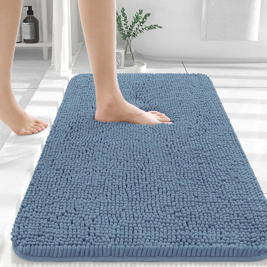 OLANLY Bathroom Rugs 36x24 Extra Soft Absorbent Chenille Bath Rugs Rubber Backing Quick Dry Machine Washable Bath Mats for Bathroom Floor Tub and Shower Home Decor Accessories Airy Blue