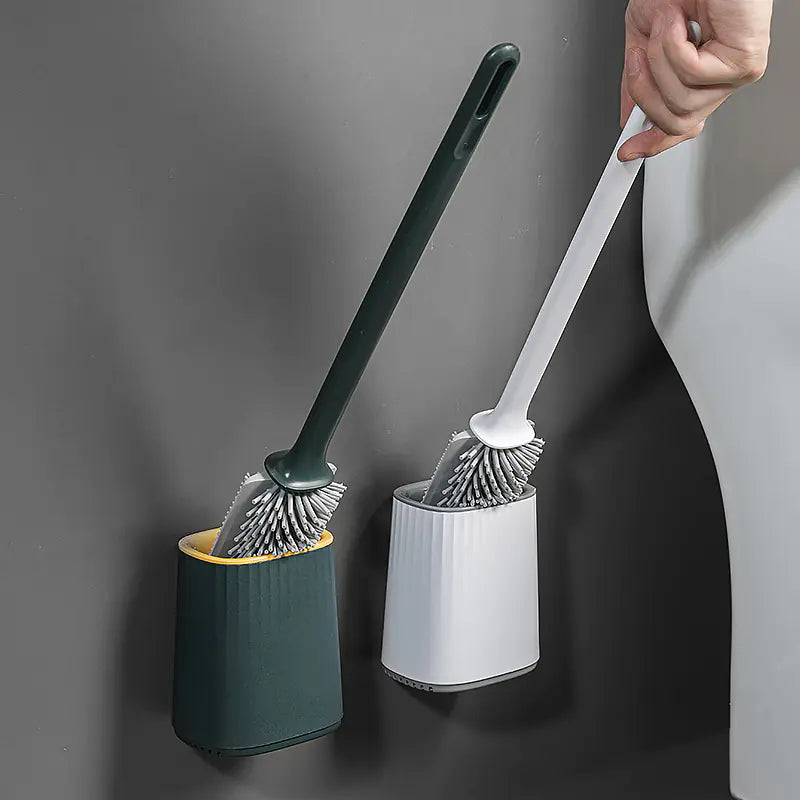 Silicone Toilet Brush for Wall or Floor Mounting