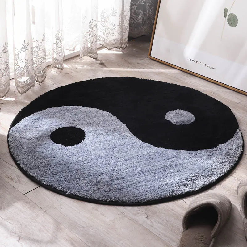 Custom Round Tai Chi Bagua Carpet for Bedroom and Bathroom