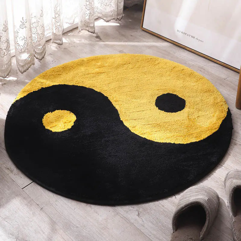 Custom Round Tai Chi Bagua Carpet for Bedroom and Bathroom