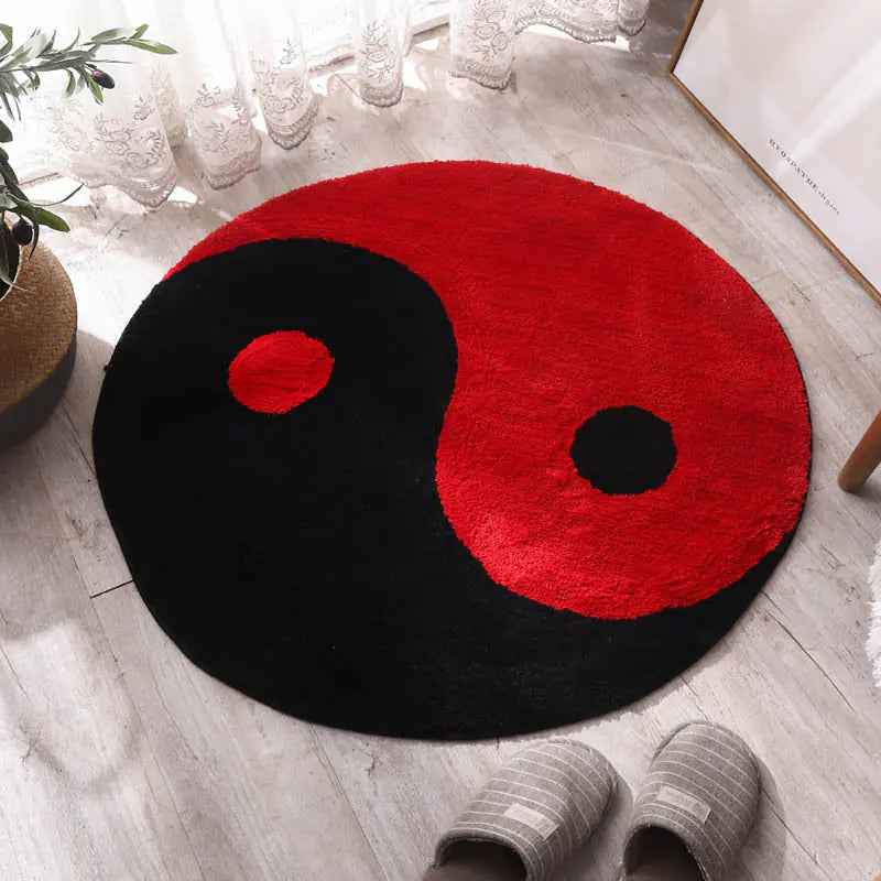 Custom Round Tai Chi Bagua Carpet for Bedroom and Bathroom