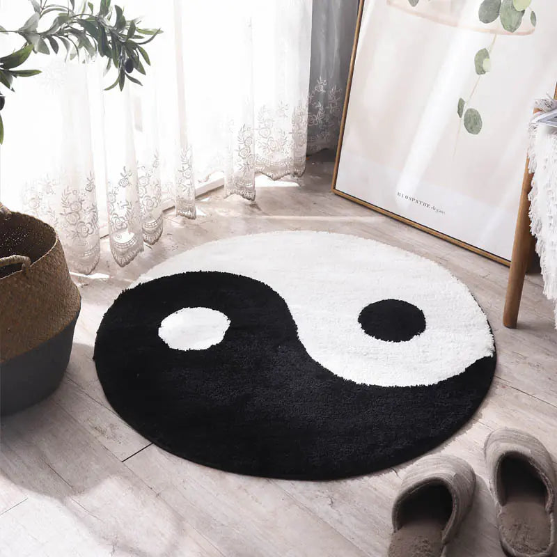 Custom Round Tai Chi Bagua Carpet for Bedroom and Bathroom